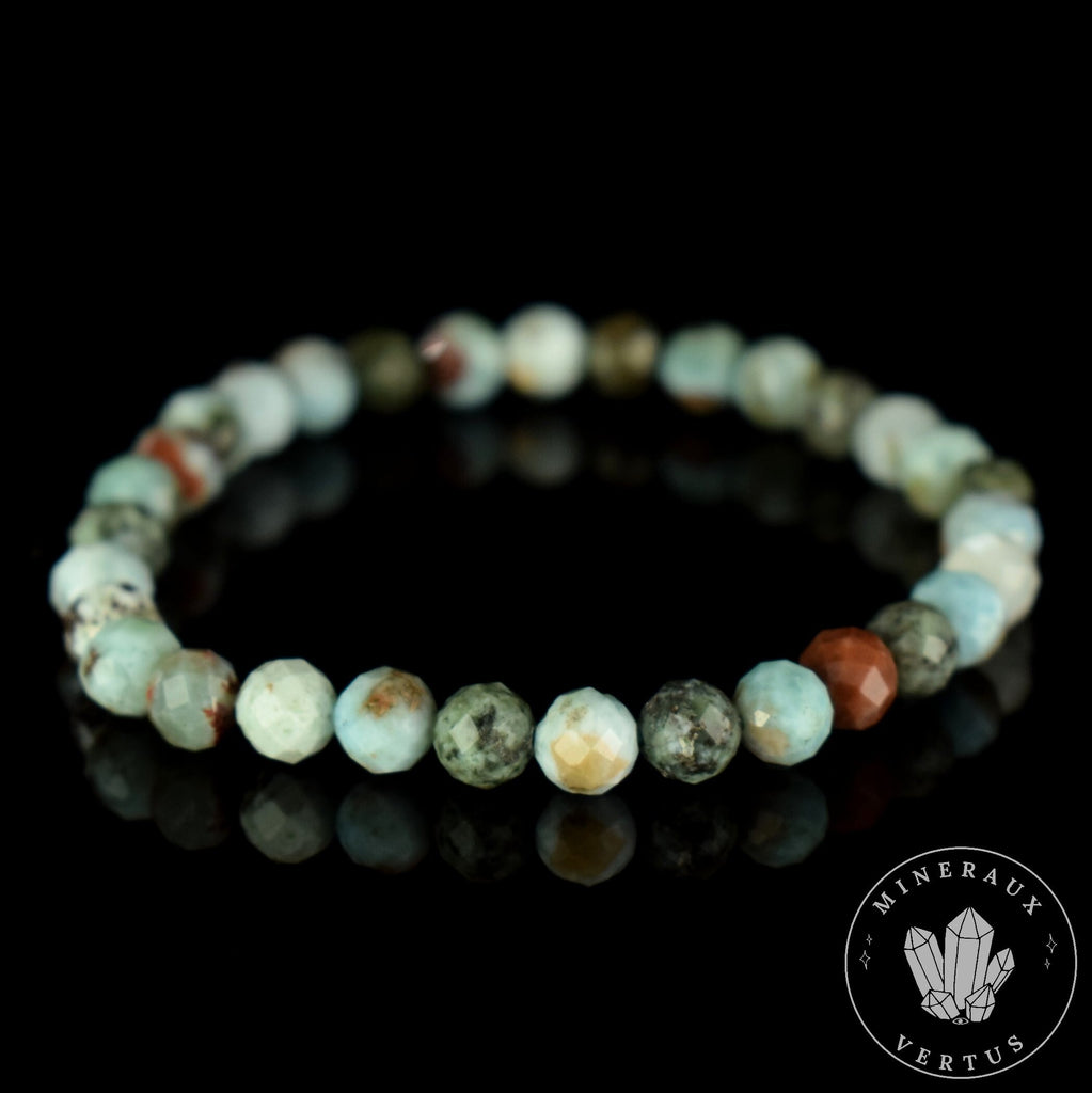 Bracelet Larimar perles 6mm rondes facettées qualité simple