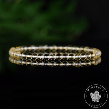 Bracelet Citrine perles 4mm rondes naturelles du Brésil AAA - Chaleur - Réconfort - Joie