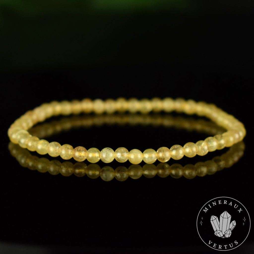 Bracelet Apatite Jaune perles 4mm rondes AA - Guérison - Equilibre spirituel