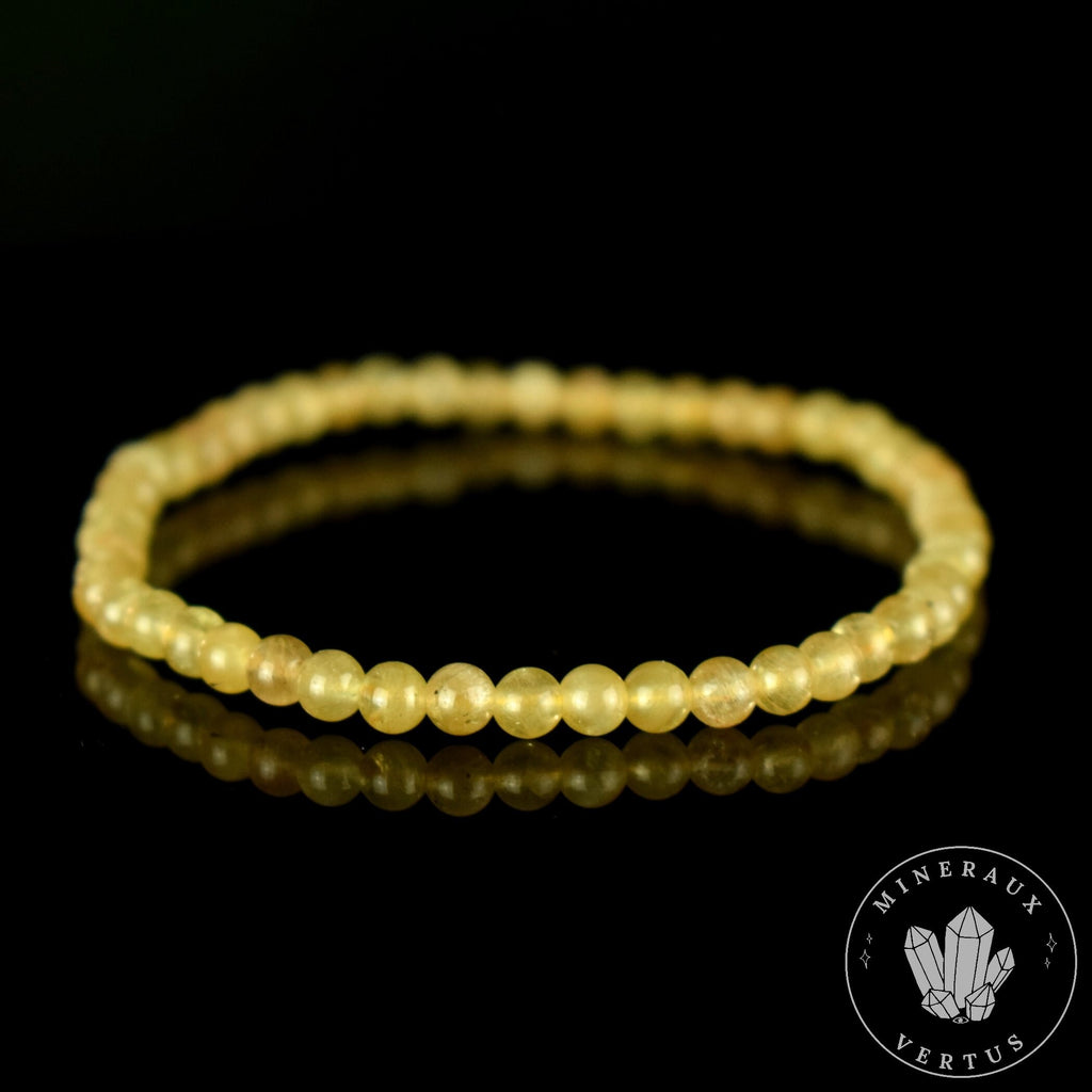 Bracelet Apatite Jaune perles 4mm rondes AA - Guérison - Equilibre spirituel