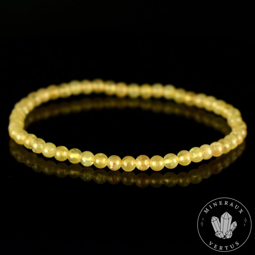 Bracelet Apatite Jaune perles 4mm rondes AA - Guérison - Equilibre spirituel