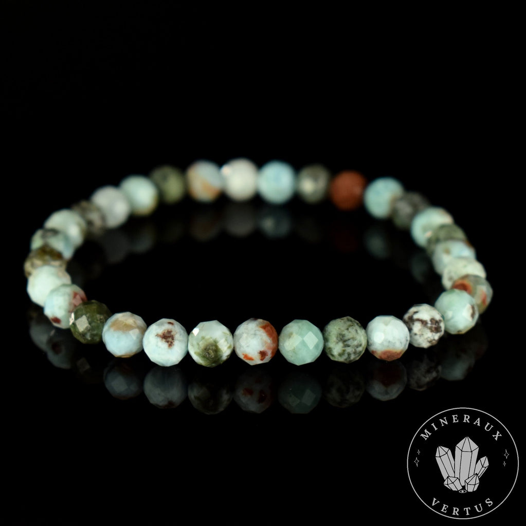 Bracelet Larimar perles 6mm rondes facettées qualité simple