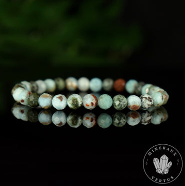 Bracelet Larimar perles 6mm rondes facettées qualité simple