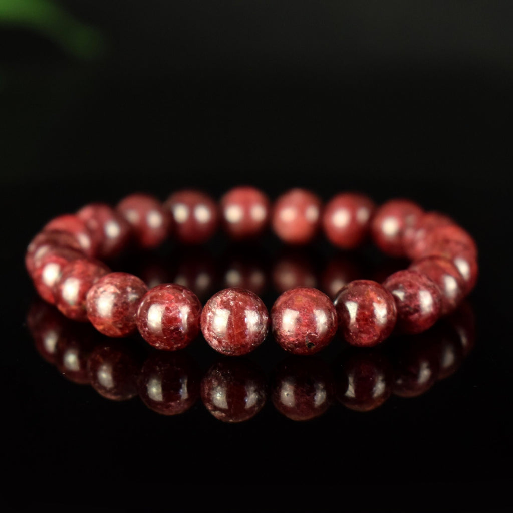 Bracelet Rubis Rouge perles 9mm rondes Myanmar AAA - Pensée positive - Entretien - Stabilité - #2