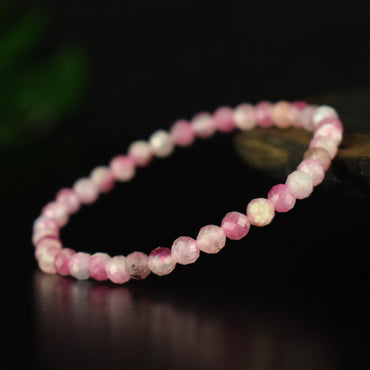 Bracelet Tourmaline Rose Claire Rubellite AA perles 5mm rondes facettées - Stimulation - Créativité - Amour