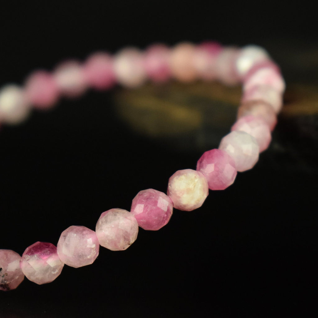Bracelet Tourmaline Rose Claire Rubellite AA perles 5mm rondes facettées - Stimulation - Créativité - Amour