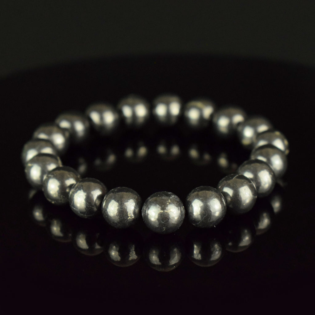 Bracelet Shungite 10mm perles rondes conductrices AAA Protection EMF - Protection - Circulation - Ancrage