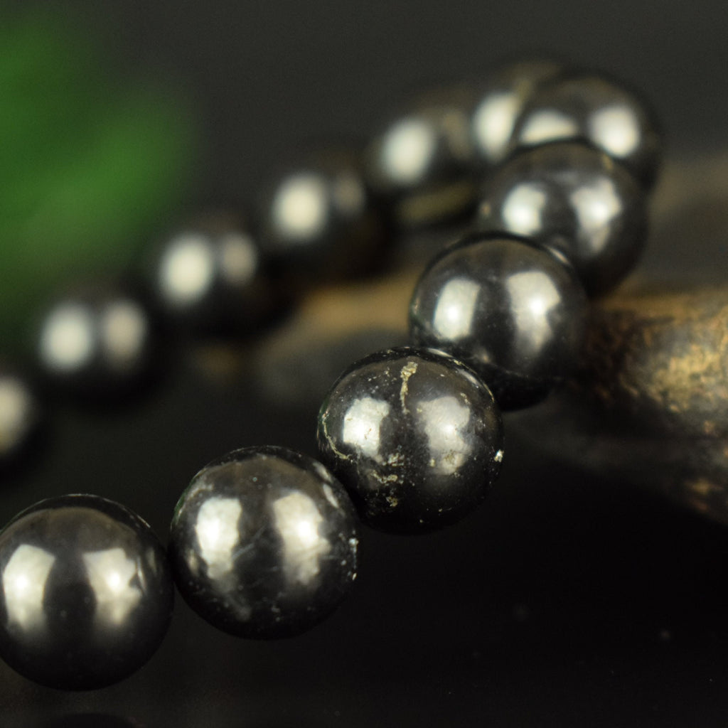 Bracelet Shungite 10mm perles rondes conductrices AAA Protection EMF - Protection - Circulation - Ancrage