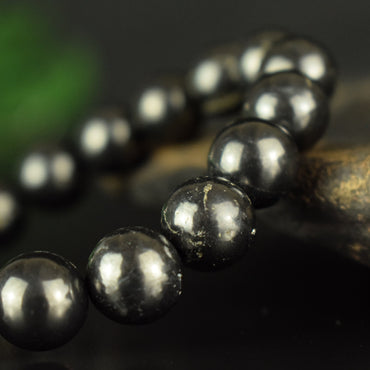 Bracelet Shungite 10mm perles rondes conductrices AAA Protection EMF - Protection - Circulation - Ancrage