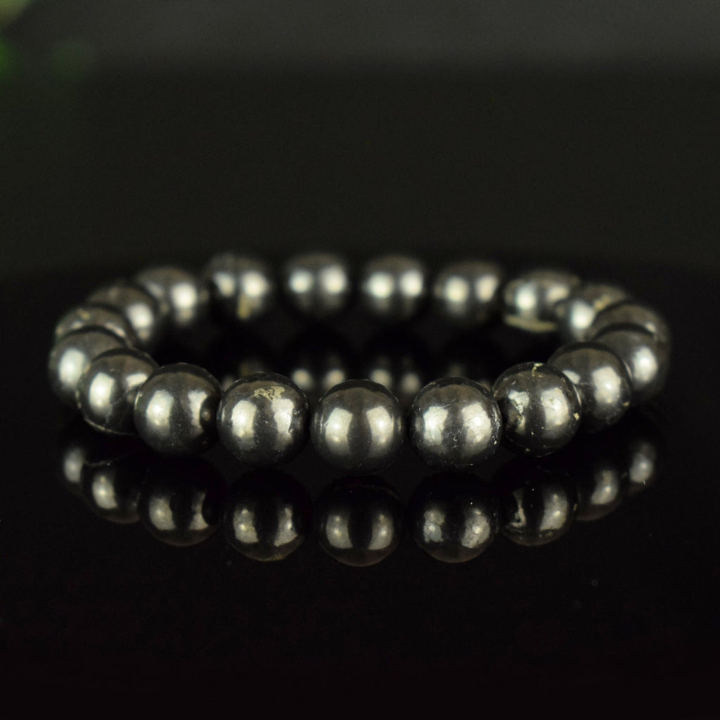 Bracelet Shungite 10mm perles rondes conductrices AAA Protection EMF - Protection - Circulation - Ancrage