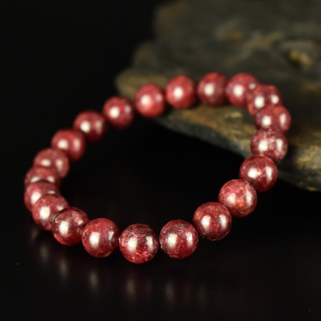 Bracelet Rubis Rouge perles 9mm rondes Myanmar AAA - Pensée positive - Entretien - Stabilité - #2