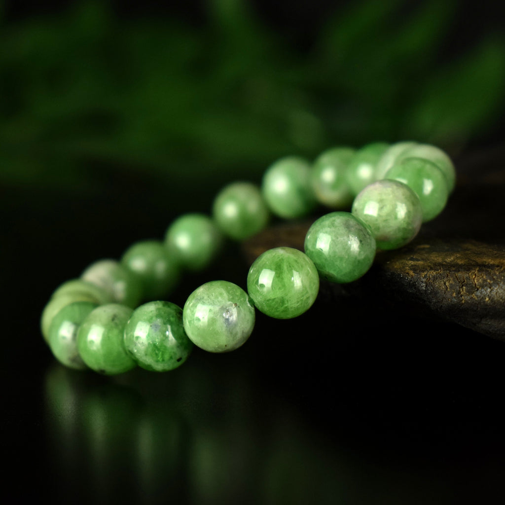 Bracelet Tsavorite Grenat Vert perles 9mm AA - Bijou unique #1 - Confiance en soi - Intuition - Vitalité