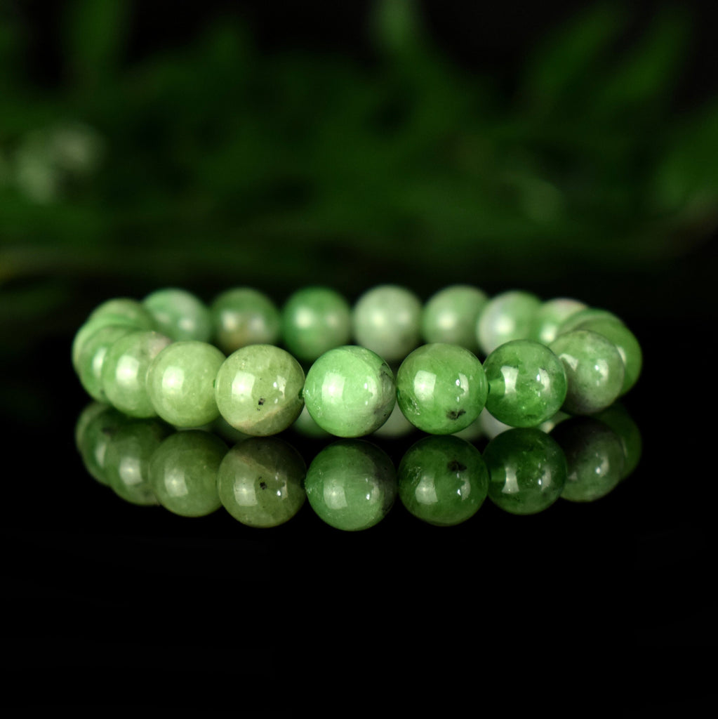 Bracelet Tsavorite Grenat Vert perles 9mm AA - Bijou unique #1 - Confiance en soi - Intuition - Vitalité
