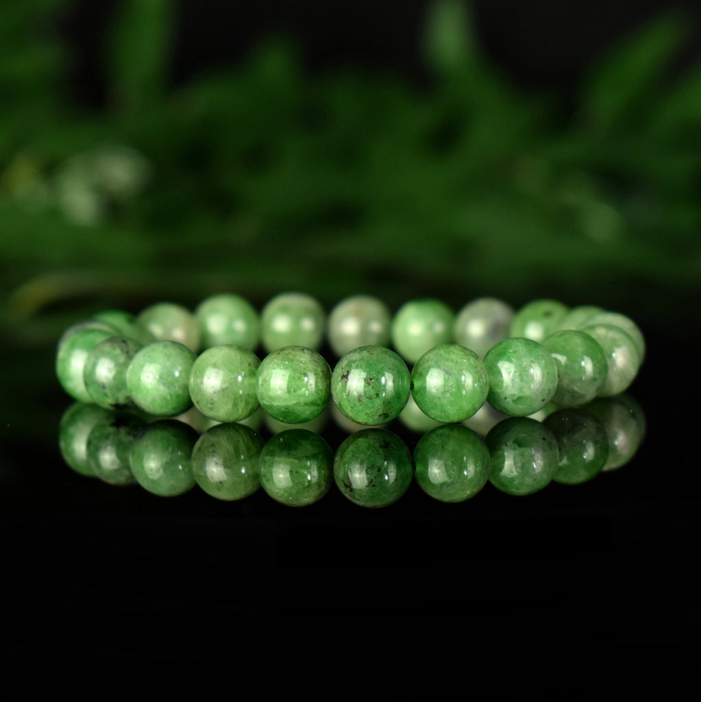 Bracelet Tsavorite Grenat Vert perles 9mm AA - Bijou unique #3 - Confiance en soi - Intuition - Vitalité