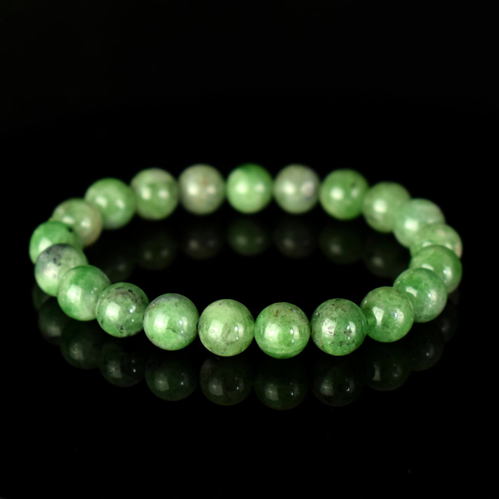 Bracelet Tsavorite Grenat Vert perles 9mm AA - Bijou unique #3 - Confiance en soi - Intuition - Vitalité