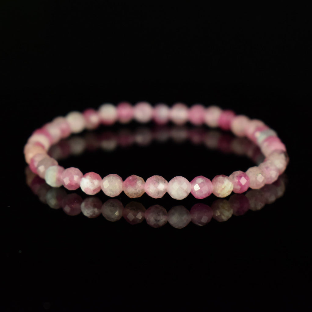 Bracelet Tourmaline Rose Claire Rubellite AA perles 5mm rondes facettées - Stimulation - Créativité - Amour