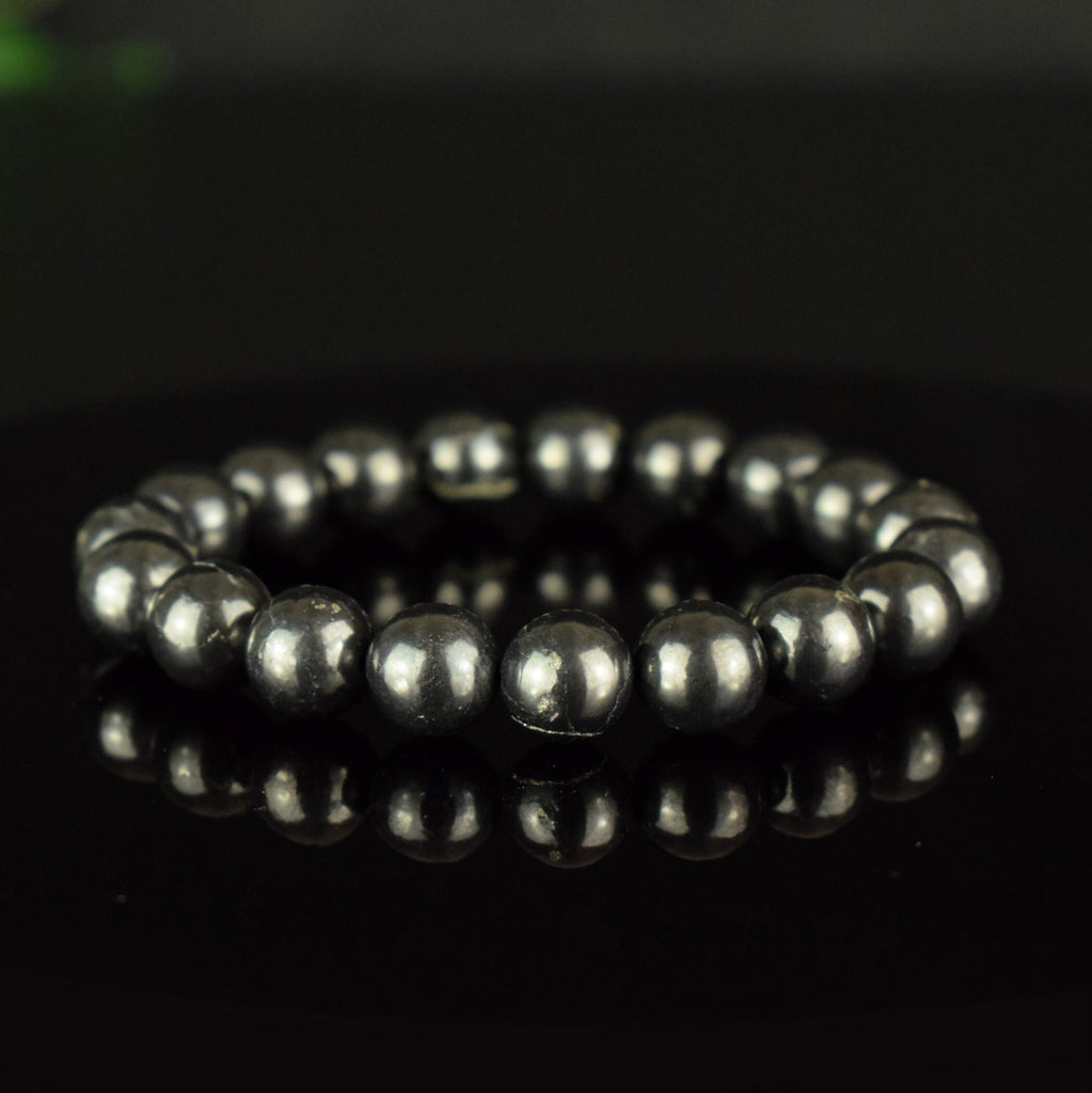 Bracelet Shungite 10mm perles rondes conductrices AAA Protection EMF - Protection - Circulation - Ancrage