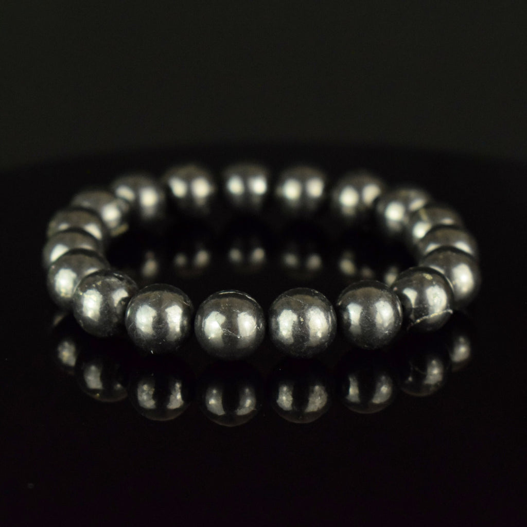 Bracelet Shungite 10mm perles rondes conductrices AAA Protection EMF - Protection - Circulation - Ancrage
