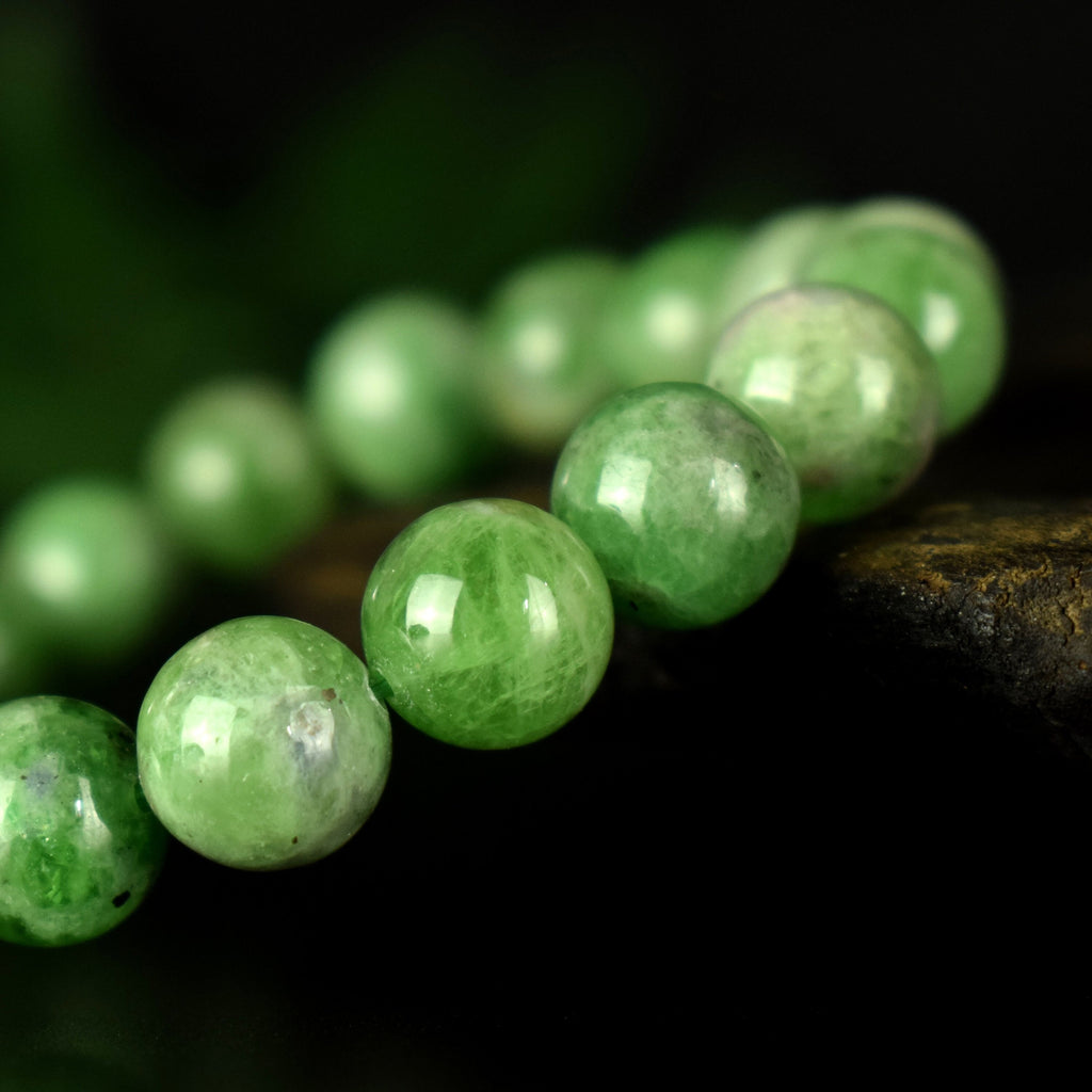 Bracelet Tsavorite Grenat Vert perles 9mm AA - Bijou unique #1 - Confiance en soi - Intuition - Vitalité