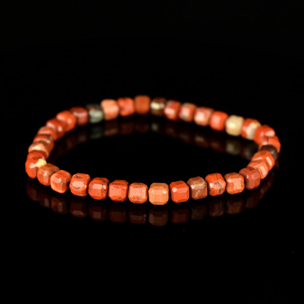 Bracelet Jaspe Bréchique 5mm perles cubiques facettes régulières, Jaspe Brecchia