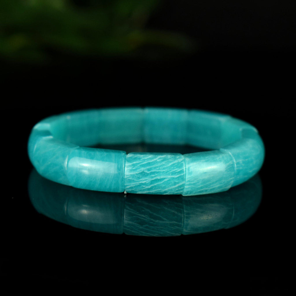 Bracelet Amazonite Glace perles 11mm x 17mm - Stimulation - Communication - Mémoire - Bijou unique #2