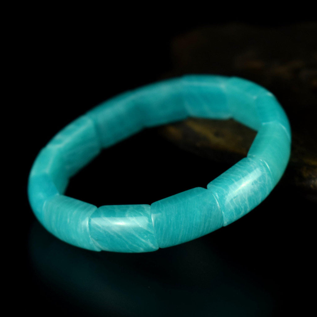 Bracelet Amazonite Glace perles 11mm x 17mm - Stimulation - Communication - Mémoire - Bijou unique #2