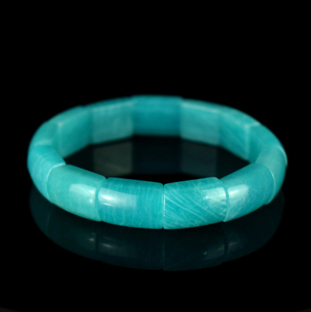 Bracelet Amazonite Glace perles 11mm x 17mm - Stimulation - Communication - Mémoire - Bijou unique #2