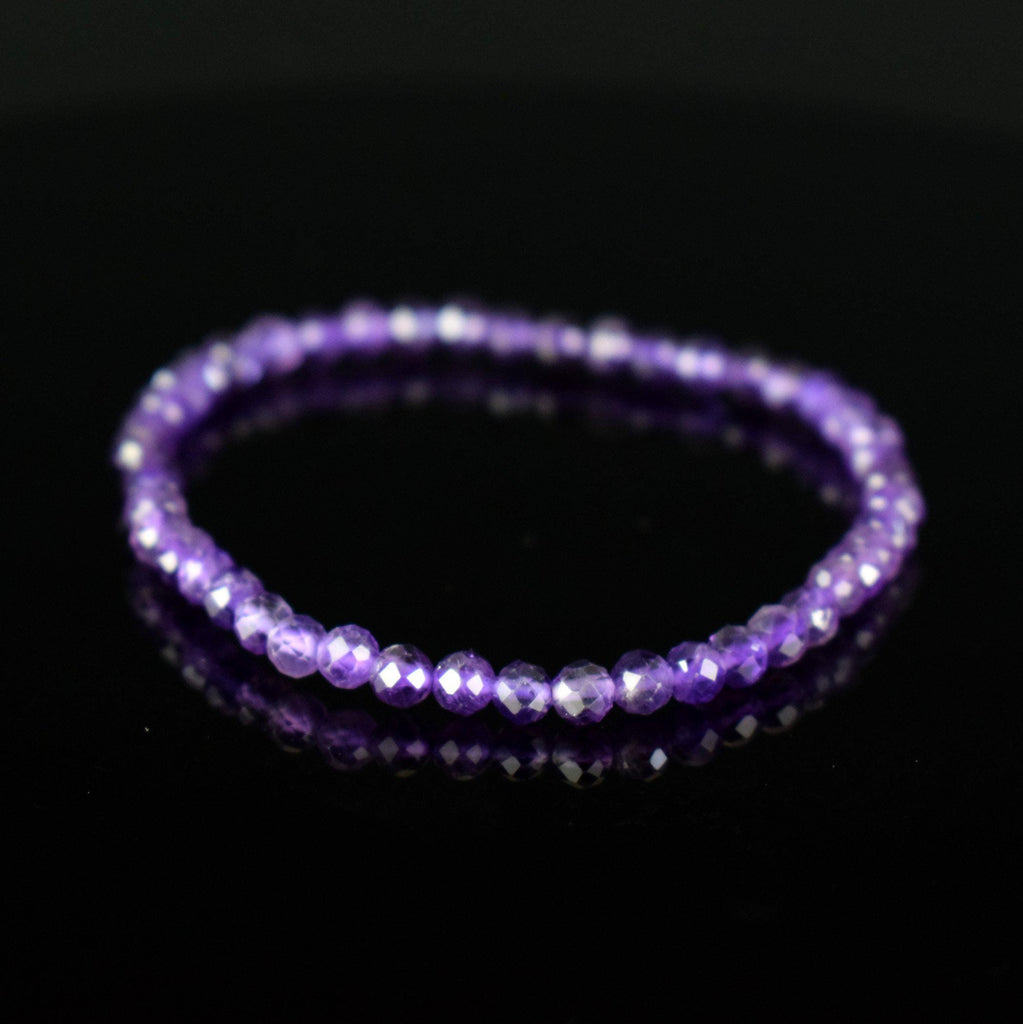 Bracelet Améthyste 4mm perles rondes facettées - Intégration - Calme spirituel - Guérison