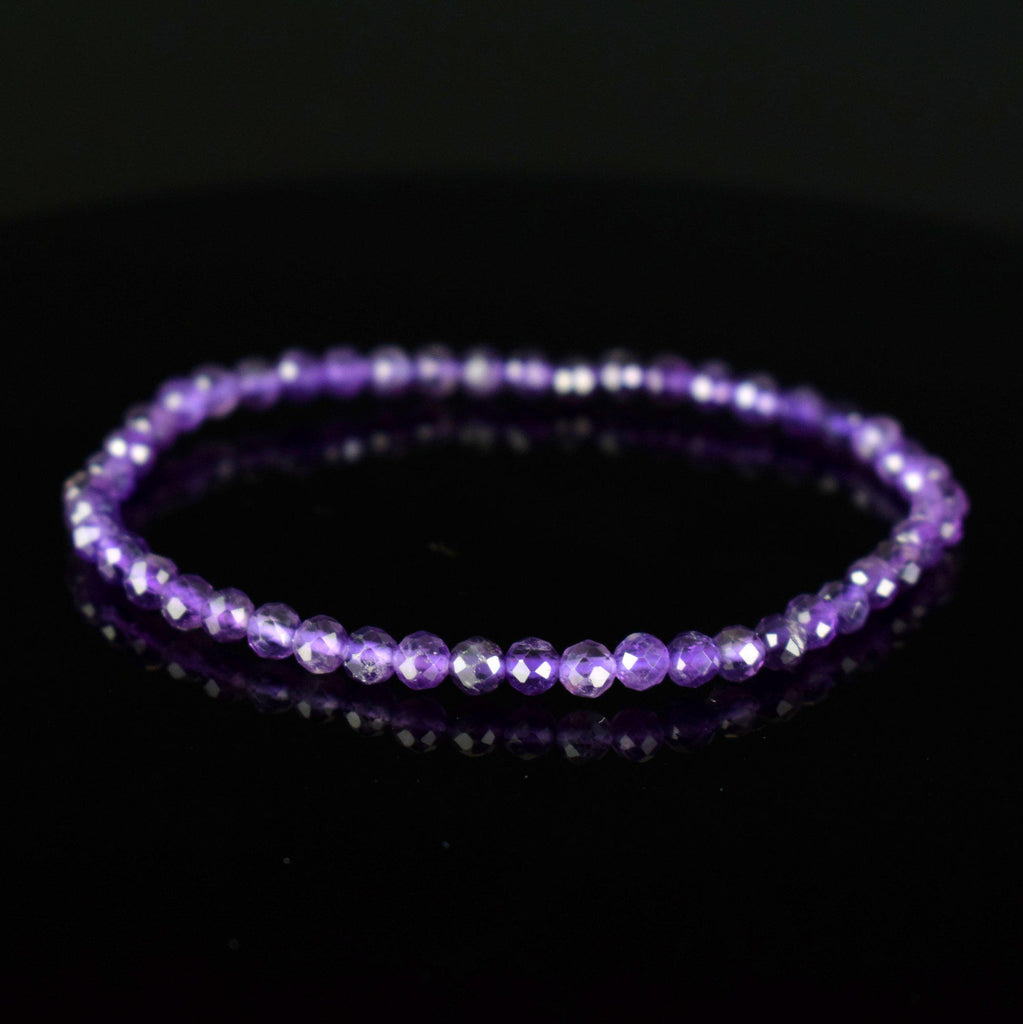 Bracelet Améthyste 4mm perles rondes facettées - Intégration - Calme spirituel - Guérison