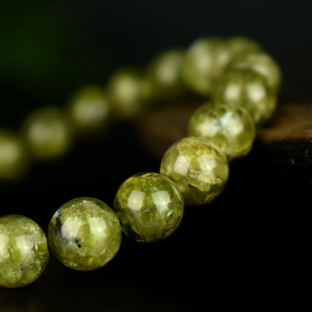 Bracelet Péridot Olivine A 8mm perles rondes, Purification - Rafraichissement - Rétablissement