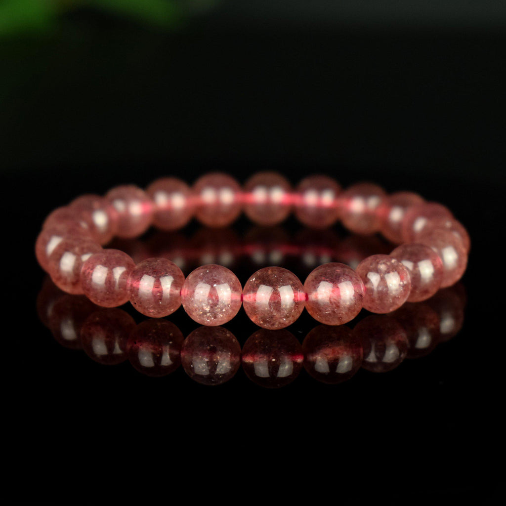 Bracelet Quartz Fraise de Madagascar 9mm avec reflets dorés AAA - Quartz à Hématite Lepidocrocite