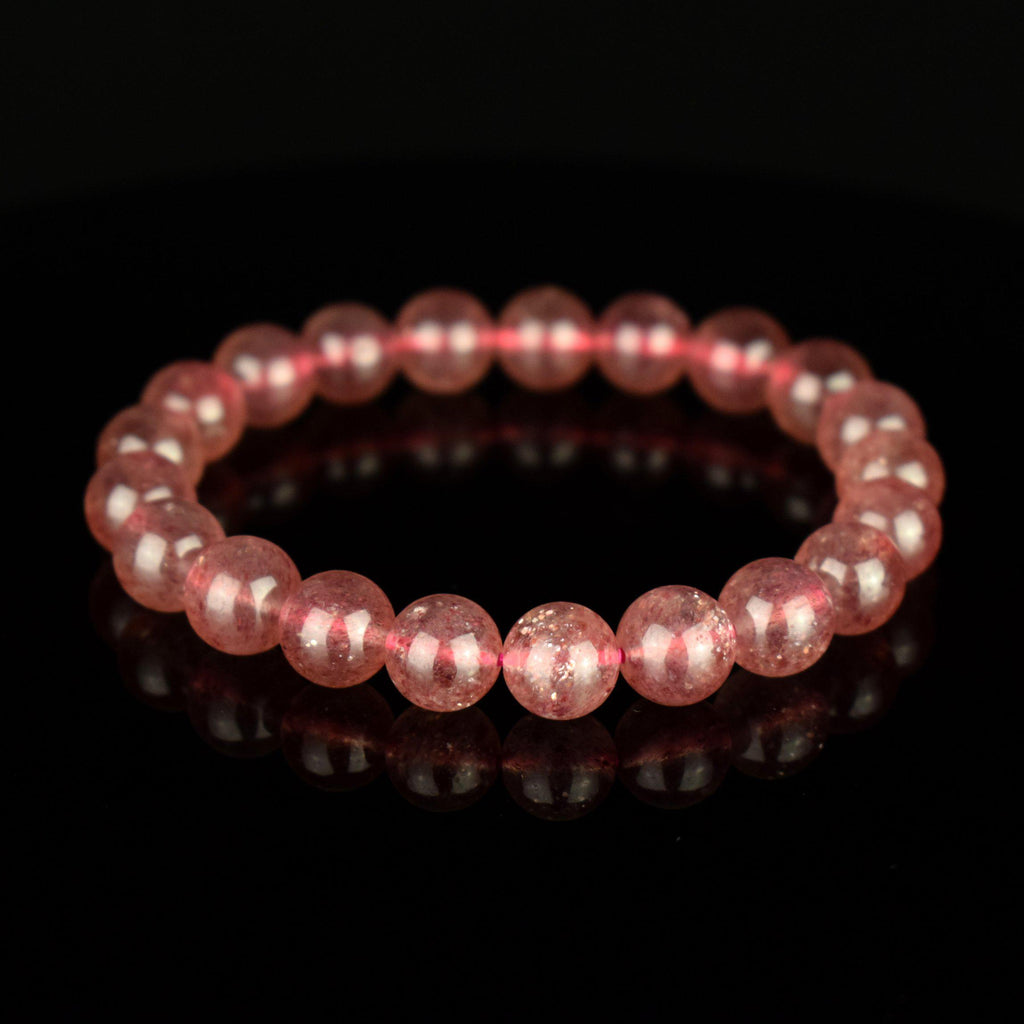 Bracelet Quartz Fraise de Madagascar 9mm avec reflets dorés AAA - Quartz à Hématite Lepidocrocite