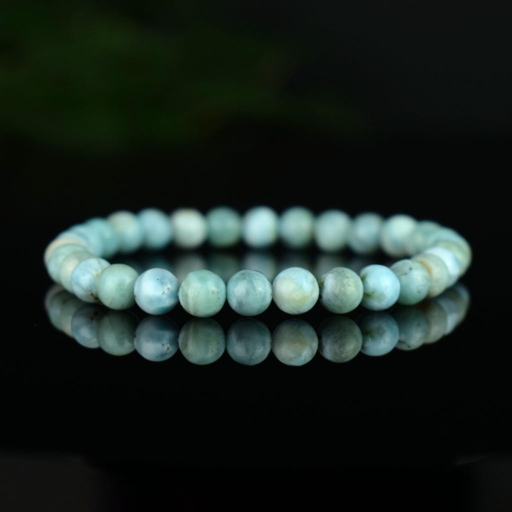 Bracelet Larimar perles 6mm rondes AA - Sérénité - Acceptation - Réflexion - yoga méditation