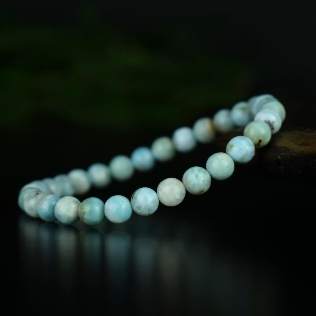 Bracelet Larimar perles 6mm rondes AA - Sérénité - Acceptation - Réflexion - yoga méditation