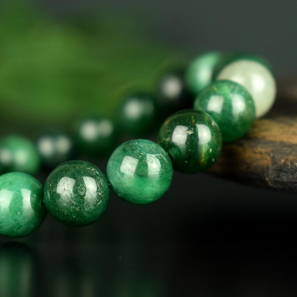 Jade Africain - Verdite - Budstone Bracelet 10mm perles rondes - Maitrise de soi - Harmonie - Régulateur
