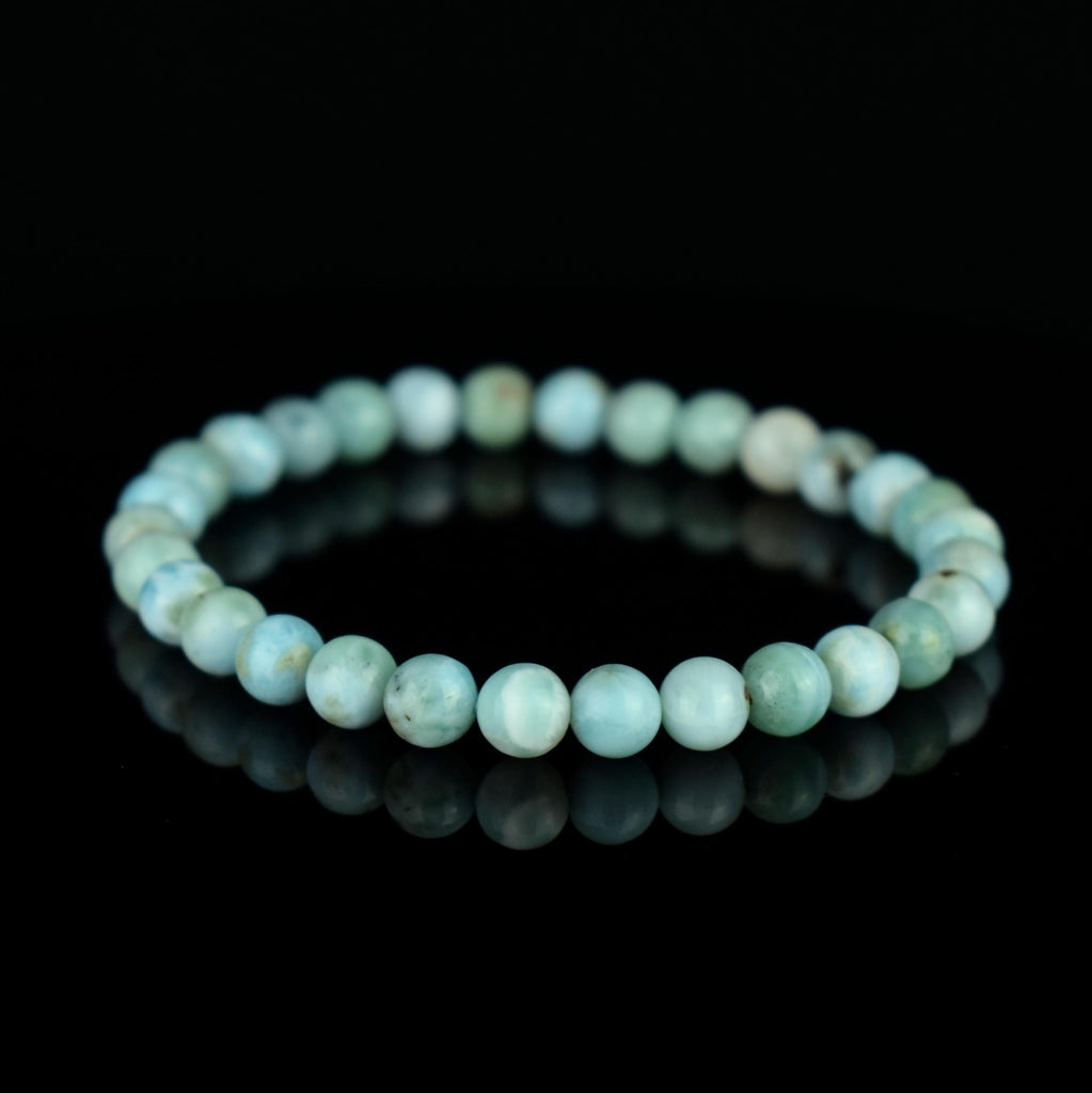 Bracelet Larimar perles 6mm rondes AA - Sérénité - Acceptation - Réflexion - yoga méditation