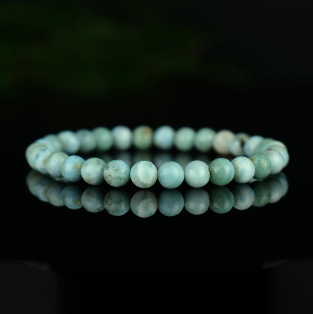 Bracelet Larimar perles 6mm rondes AA - Sérénité - Acceptation - Réflexion - yoga méditation