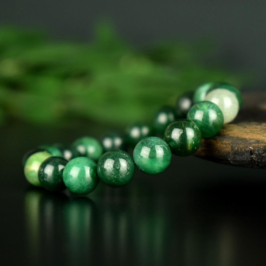Jade Africain - Verdite - Budstone Bracelet 10mm perles rondes - Maitrise de soi - Harmonie - Régulateur