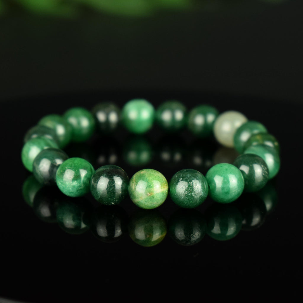 Jade Africain - Verdite - Budstone Bracelet 10mm perles rondes - Maitrise de soi - Harmonie - Régulateur