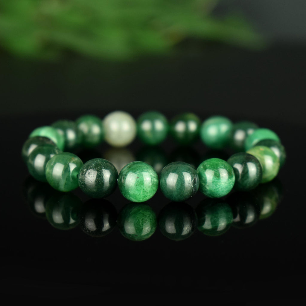 Jade Africain - Verdite - Budstone Bracelet 10mm perles rondes - Maitrise de soi - Harmonie - Régulateur
