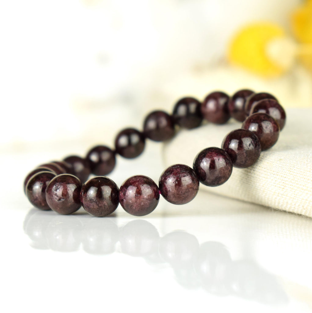 Bracelet Grenat Rouge Almandin du Brésil perles 10mm rondes - Initiation - Stimulation - Eclat