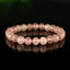 Bracelet Quartz Fraise de Madagascar perles 8mm rondes facettées AAA - Quartz à Hématite Lepidocrocite