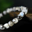 Bracelet Pierre de Lune Péristérite avec Tourmaline noire 6mm, perles carrées facettées qualité simple