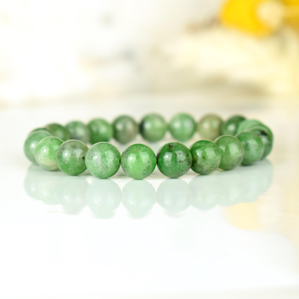 Bracelet Tsavorite Grenat Vert perles 9mm AA - Bijou unique #3 - Confiance en soi - Intuition - Vitalité