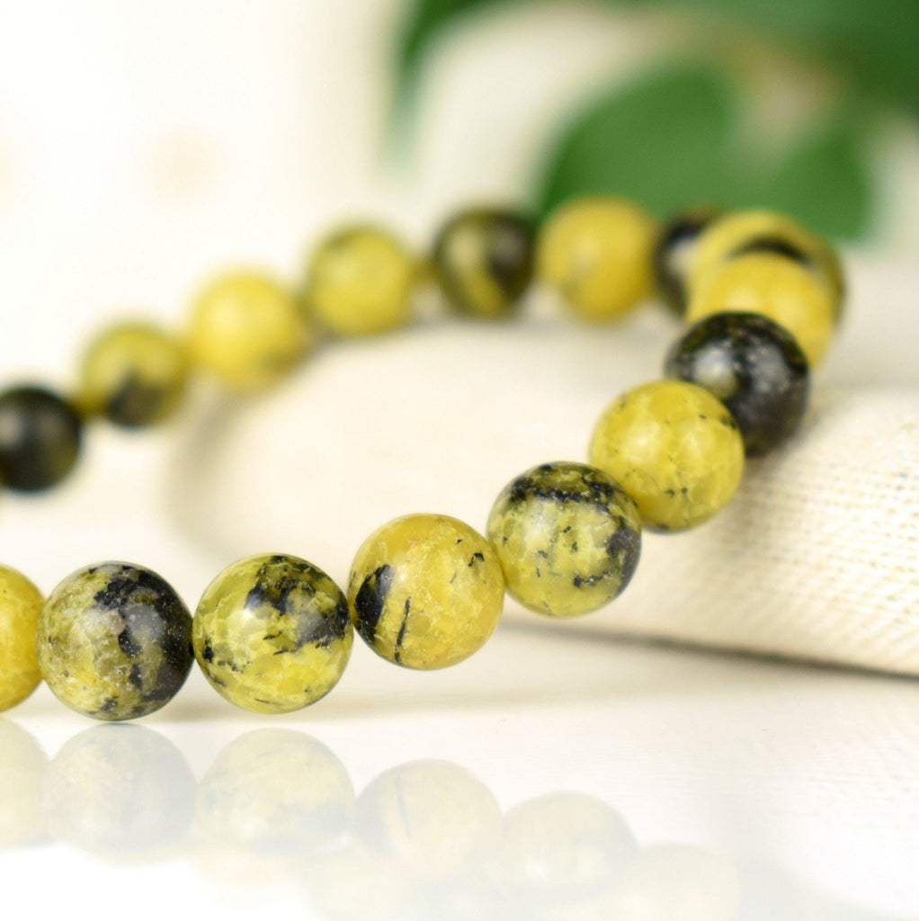 Lizardite Serpentine noble AA Bracelet 8mm perles rondes - Réconfort - Circulation - Edification