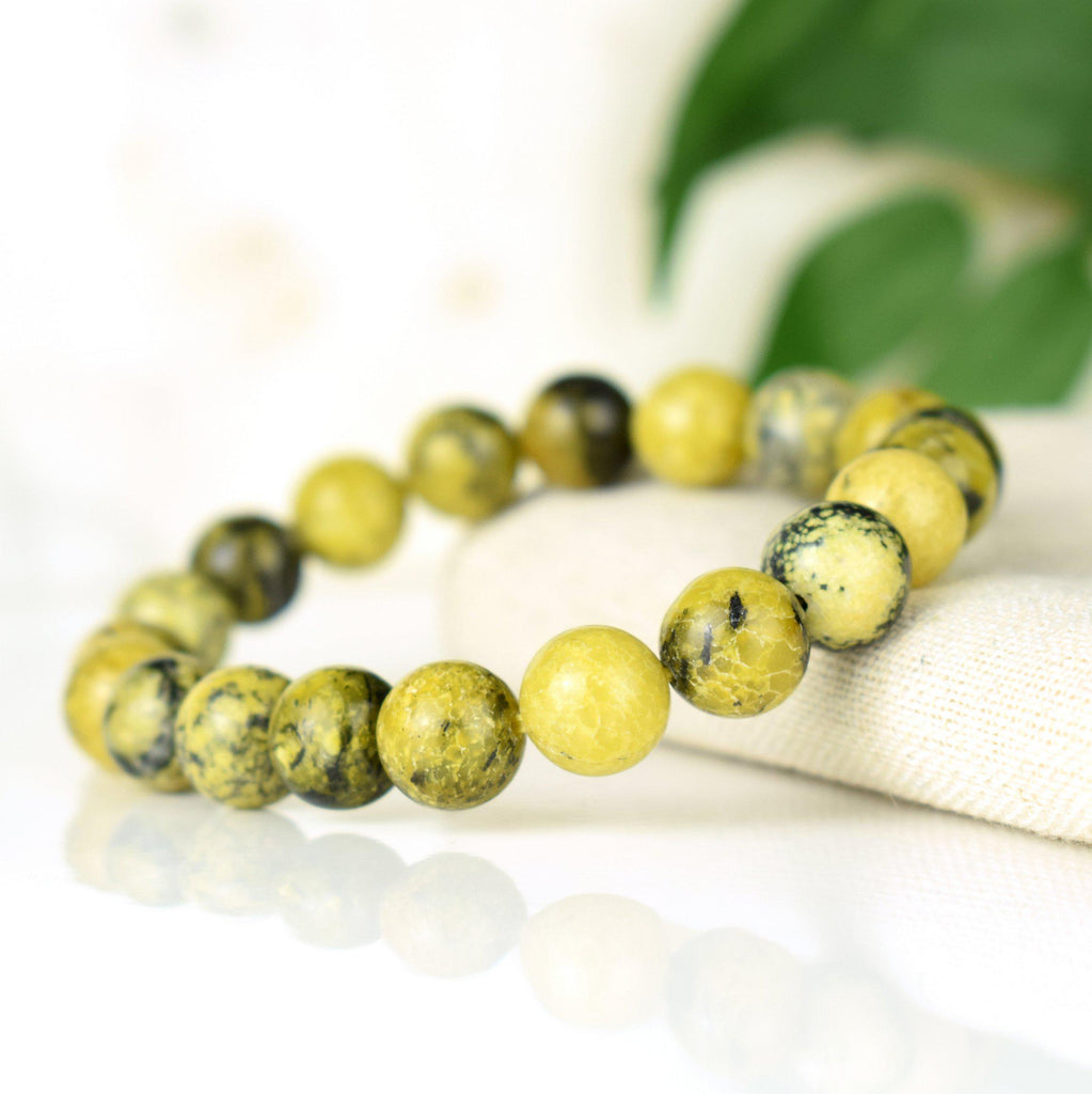 Lizardite Serpentine noble AA Bracelet 10mm perles rondes -  Réconfort - Circulation - Edification