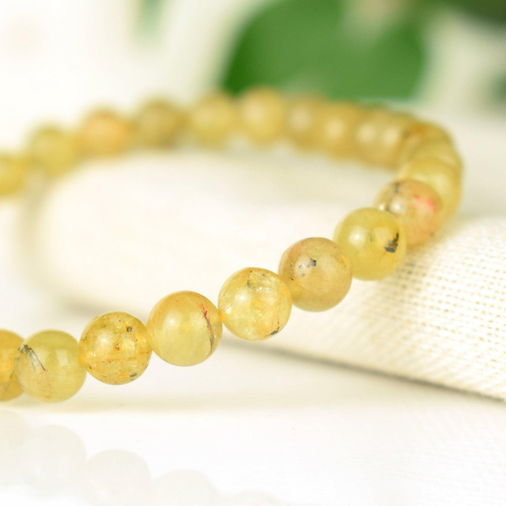 Bracelet Apatite Jaune 6mm perles rondes AA - Guérison - Equilibre spirituel