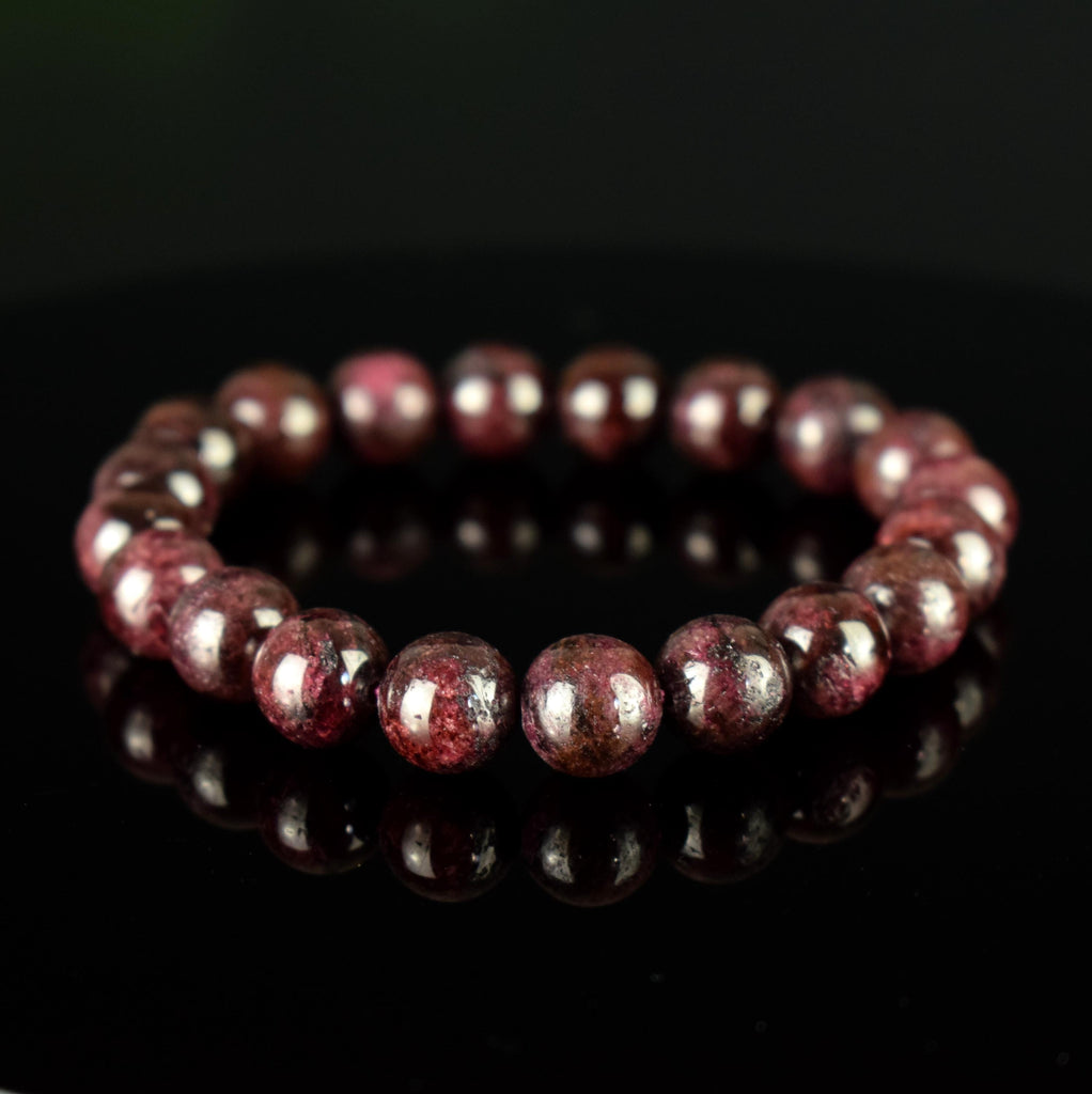 Bracelet Grenat Rouge Almandin du Brésil perles 10mm rondes - Initiation - Stimulation - Eclat