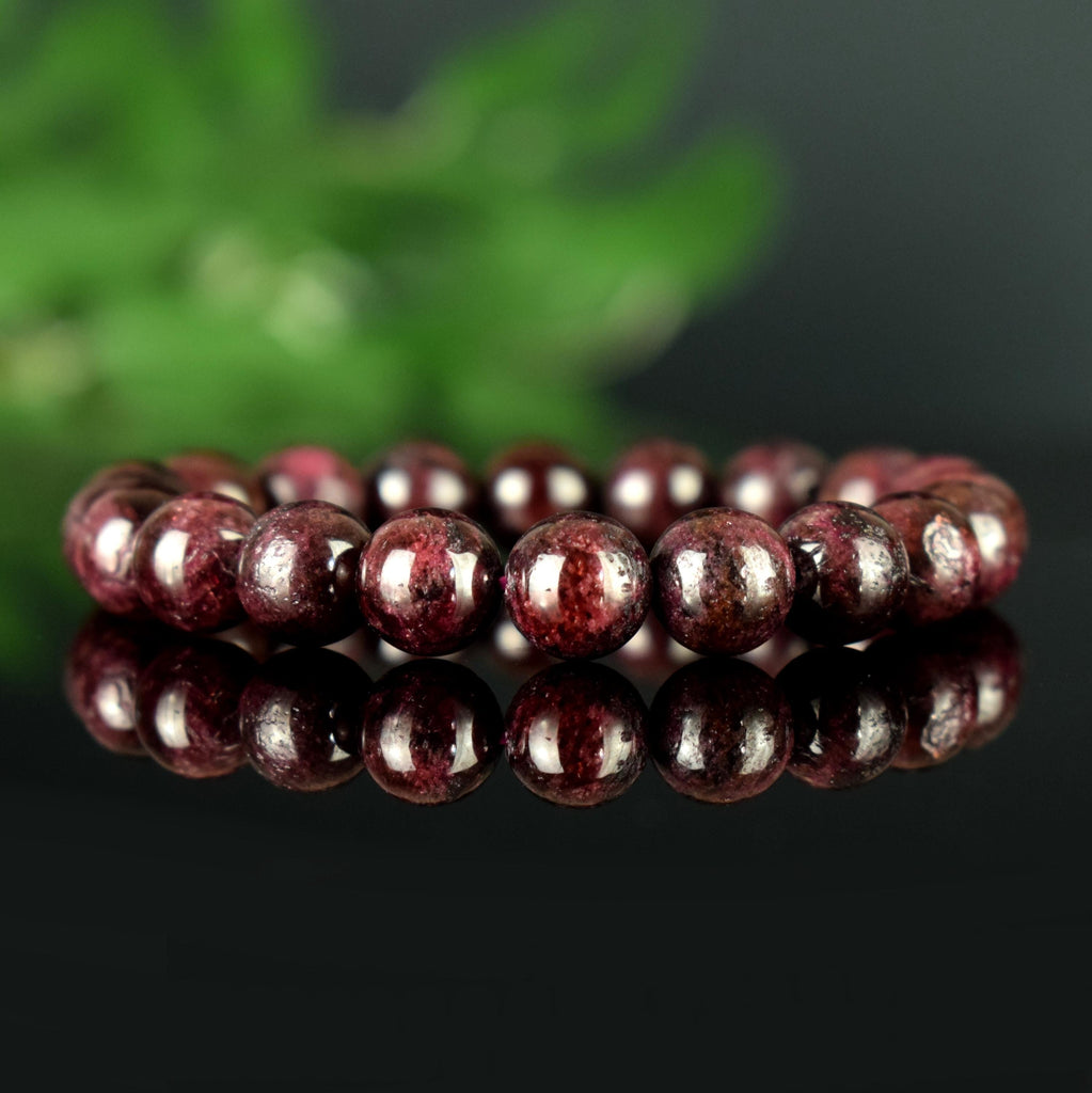 Bracelet Grenat Rouge Almandin du Brésil perles 10mm rondes - Initiation - Stimulation - Eclat