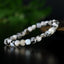 Bracelet Pierre de Lune Péristérite avec Tourmaline noire 6mm, perles carrées facettées qualité simple